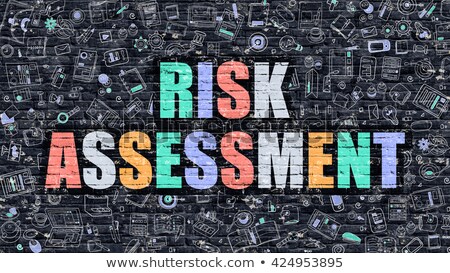 [[stock_photo]]: Multicolor Risk Assessment On Dark Brickwall Doodle Style