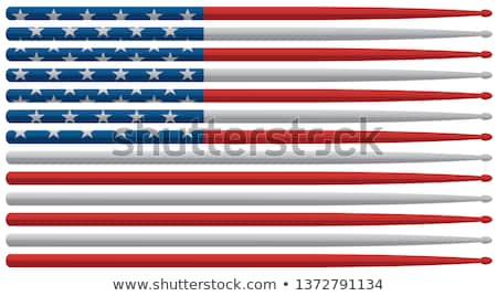 Foto stock: Drummer Flag With Drum Set And Drum Sticks Isolated Vector Illustration