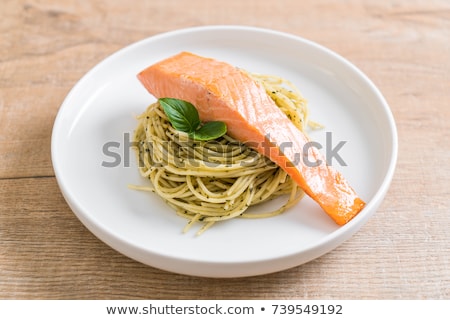 Сток-фото: Pasta Spaghetti With Salmon And Basil