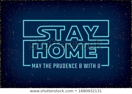 Stock foto: Stay Home And Stay Protected Neon Background