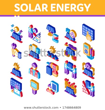 Solar Energy Technicians Isometric Icons Set Vector Foto stock © pikepicture