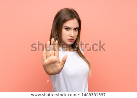 Stockfoto: Teenage Girl Making Stop Gesture