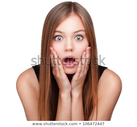 Foto stock: Surprise Expression And Big Eyes By Young Woman