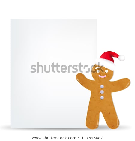 Gingerbread Man With Blank Gift Tag Stok fotoğraf © cammep