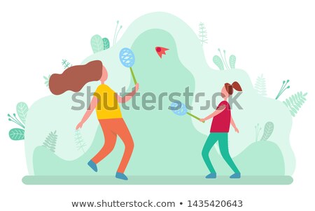 [[stock_photo]]: Mother And Daughter With Badminton Rockets