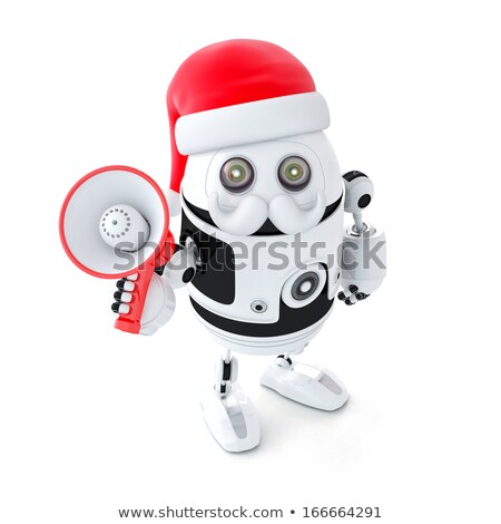 Foto stock: Robot Santa With Megaphone Christmas Concept