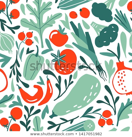 Сток-фото: Seamless Pattern Of Vegetables Of Tomatoes And Cucumbers