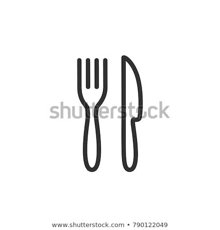 Stock fotó: Spoon And Fork Line Icon