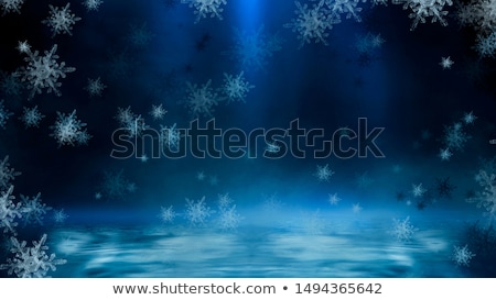 Zdjęcia stock: Blue Snowflakes Blizzard In The Darkness