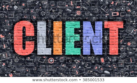 Foto stock: Clients Consulting In Multicolor Doodle Design