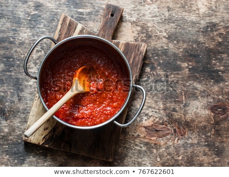 Stok fotoğraf: Bowl Of Pasta With Organic Tomato Sauce And Basil