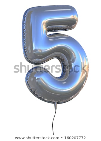 Foto stock: Chrome Font With Colorful Reflections Number 5 Five 3d
