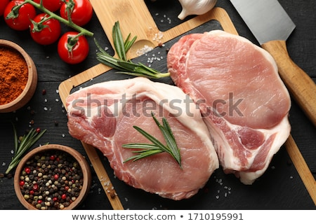 Stockfoto: Steak Pork Grill On Wooden Cutting Board