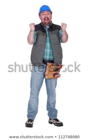 [[stock_photo]]: Tradesman Gripping An Invisible Steering Wheel