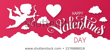 Stockfoto: Valentines Day Cupid With Bow And Arrow Pink Heart