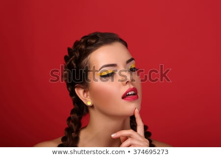 Foto stock: Irulito · colorido · em · dentes · de · mulher · perfeitos