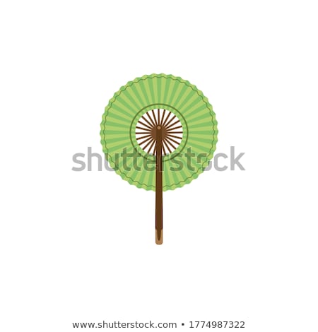 ストックフォト: Beautiful Geisha With A Fan Isolated On White Background