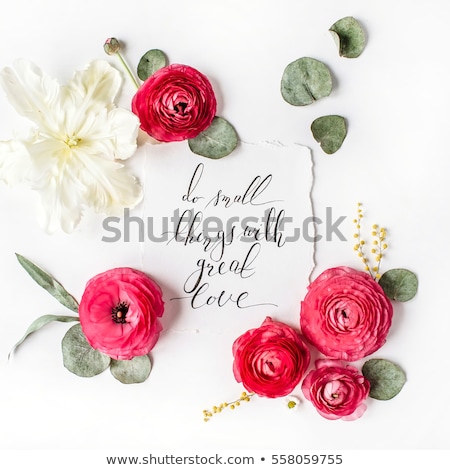 Stok fotoğraf: Floral Flowers Red Heart Postcard