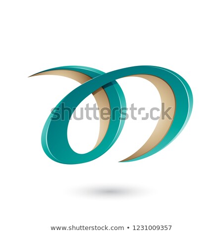 Foto stock: Green And Beige Curvy Letter A And D Vector Illustration