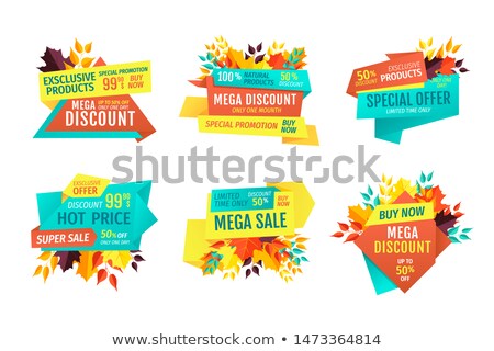 Zdjęcia stock: Sale During Autumn Season Emblems With Foliage