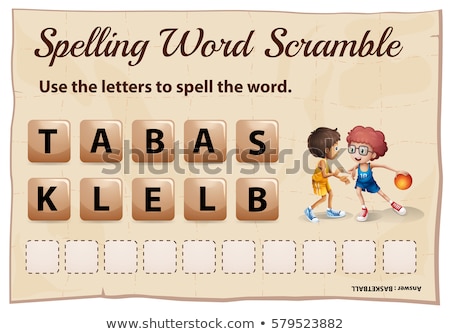 Zdjęcia stock: Spelling Word Scramble Game For Word Basketball