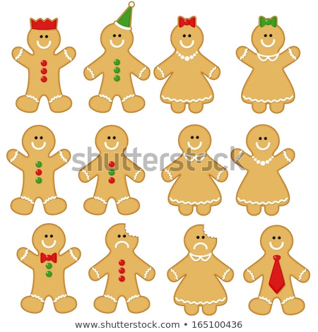 Stock fotó: Cartoon Gingerbread Woman Bite