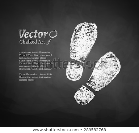 Zdjęcia stock: Footprints Symbol Drawn With Chalk On Blackboard Background