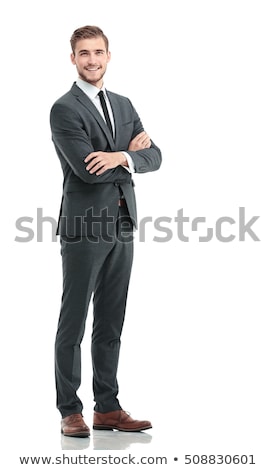 Stock foto: Young Man Presenting On Banner