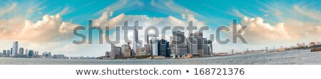 Foto stock: Panorama New York City Jersey City Brooklyn And Governors Isla