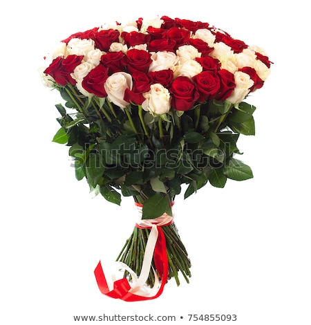 Stok fotoğraf: Bouquet Of Red And White Beautiful Roses