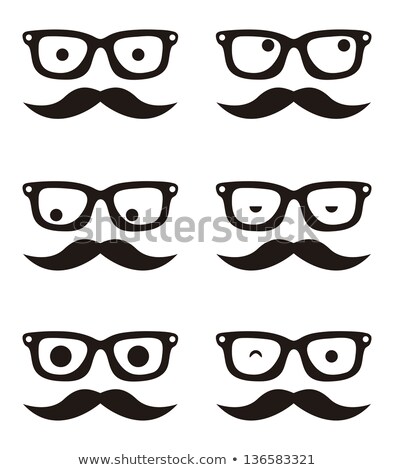 Stockfoto: Mustache Doodle Over Black