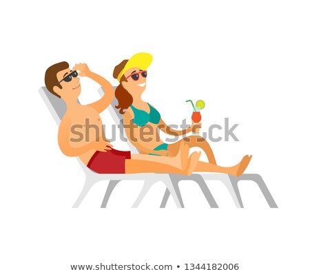 Сток-фото: People In Glasses And Swimsuit Sunbathing Vector