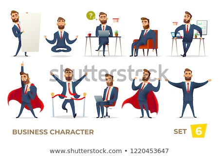 Zdjęcia stock: Funny Cartoon Businessman With A Laptop