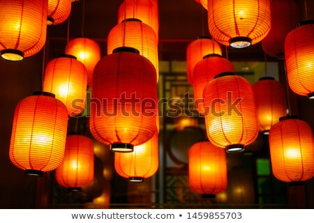 Foto stock: Red Lanterns Hanging On Ceiling In Chinatown