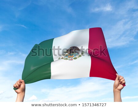 ストックフォト: 3d Man Hands Holding A Mexico Flag