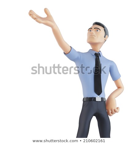 Foto stock: 3d Business Man Pointing At Invisible Object Isolated Contains Clipping Path