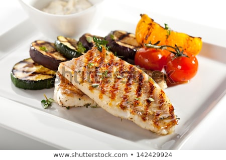 Сток-фото: Grilled Fish And Vegetables