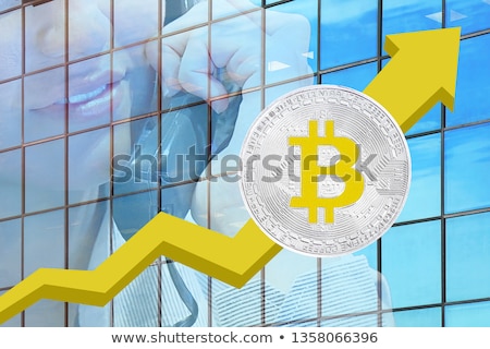 Foto stock: Woman With Phone Against Blue Graph