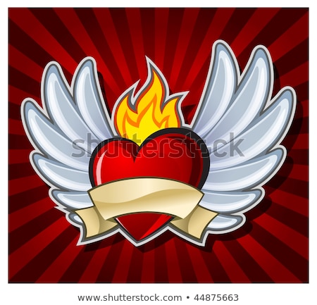 Stockfoto: Angel Fire Heart With Wings