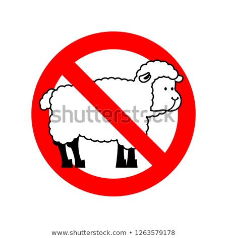 Zdjęcia stock: Stop Sheep Ban Ewe Attention Farm Is An Animal Red Prohibitor
