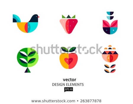 Stockfoto: Fruits And Flowers Polygon Illustration