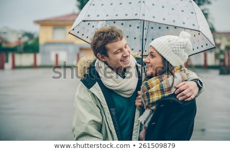 Stok fotoğraf: Two Beautiful Girls In Hat And Scarf