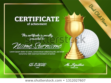 ストックフォト: Golf Certificate Diploma With Golden Cup Vector Sport Award Template Achievement Design Honor Bac