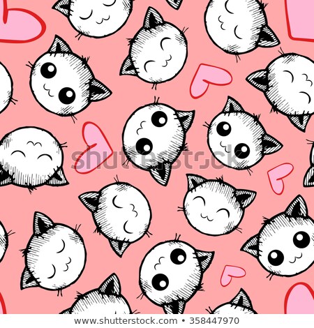 Stock photo: Valentines Day Love Emoticons Cats In Love Emoticons For Website And Mobile Application Flat Vect