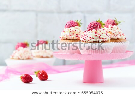 Foto stock: Freshly Baked Strawberry And Vanilla Cupcake