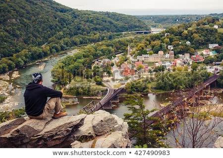 Foto stock: Hiker Overlook Harpers Ferry Landscape