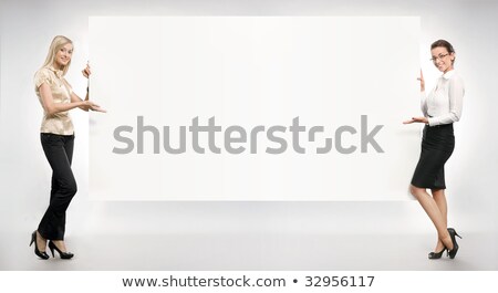 Stock fotó: Woman Showing White Card For Text 2