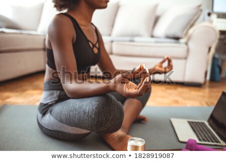 ストックフォト: Woman Doing Stretching Exercise And Smiling To You