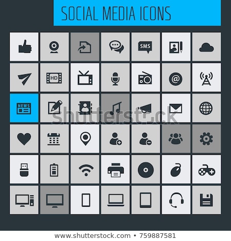 商業照片: Flat Ui Design Trend Social Media Set Icons