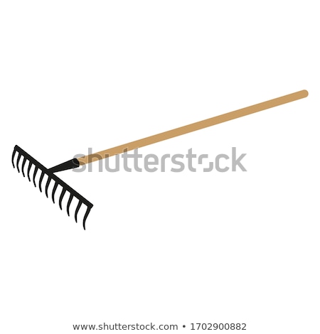 ストックフォト: Steel Rake With A Wooden Handle